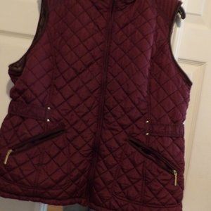 Burgundy Quilted Poly Vest with Faux Fur Lining - Nice!